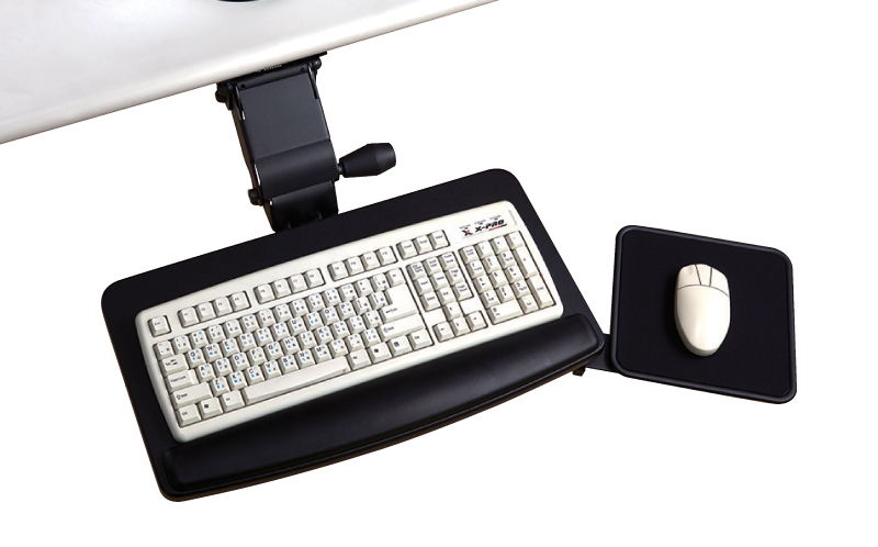 EZ0021-EZSS Single knob adjustable keyboard holder with swingable mouse tray for ergonomics