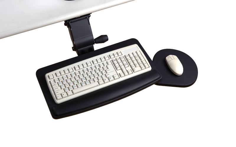 EZ0039-EZSS Single knob adjustable keyboard holder with swingable mouse tray for ergonomics