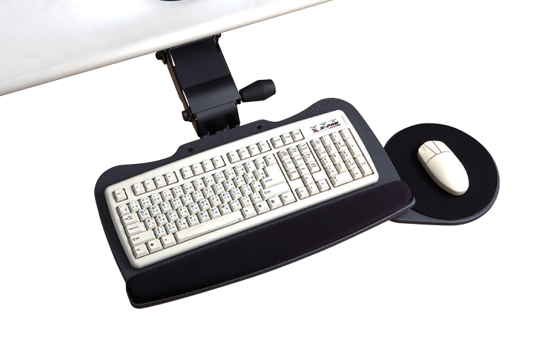 EZ0049-EZSS Single knob adjustable keyboard holder with swingable mouse tray for ergonomics