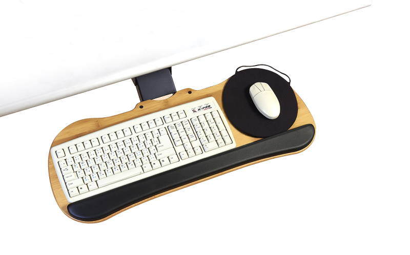 WK30151-BAM Wooden single knob adjustable keyboard holder with room for a mouse tray for ergonomics