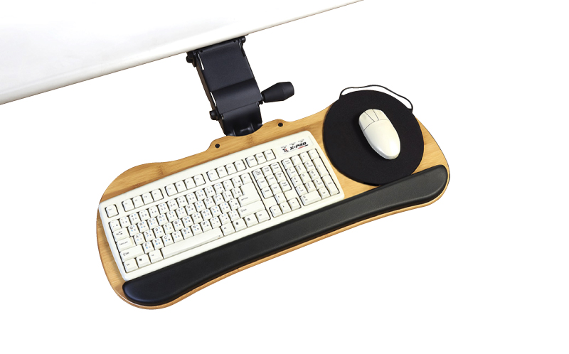 WK30151EZSS-BAM Wooden single knob adjustable keyboard holder with room for a mouse tray for ergonomics
