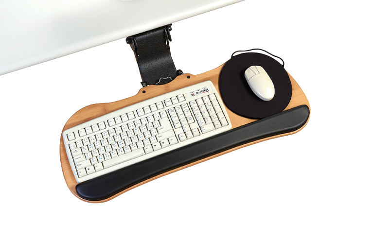 WK30151MICO-BAM Wooden single knob adjustable keyboard holder with room for a mouse tray for ergonomics