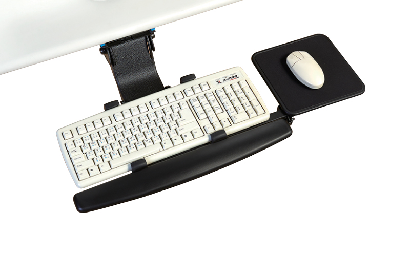 ez0007-MICO Single knob adjustable keyboard holder with swingable mouse tray for ergonomics
